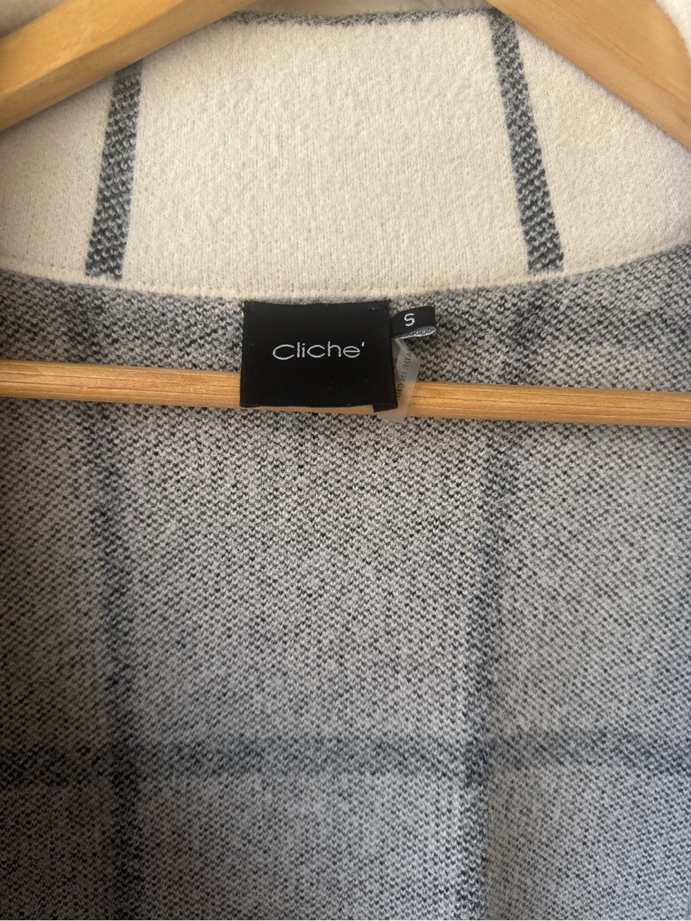 Small white  and black grid Windowpane Plaid Long Coat loose fit - Picture 3 of 4